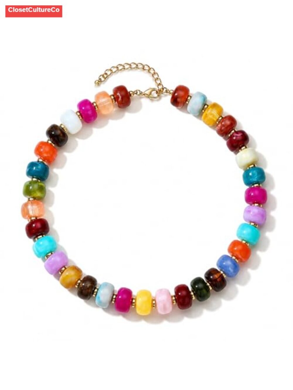 Chunky Beaded Starfish Shell Necklace Acrylic Boho Summer Choker